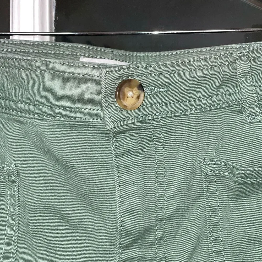 loft olive green cargo pants wide cropped ankle denim size 6